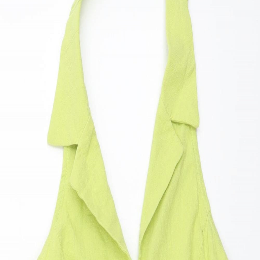 SheIn Womens Green Cotton A-Line Size S Halter Button