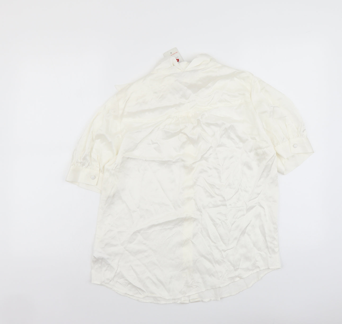 F&F Womens Ivory Viscose Basic Button-Up Size 10 V-Neck