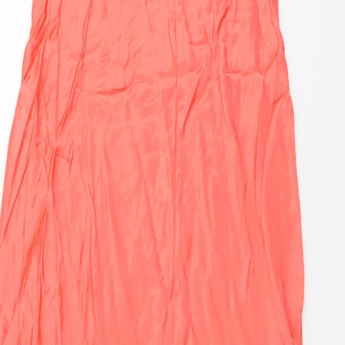 Marks and Spencer Womens Orange Viscose A-Line Size 14 V-Neck Pullover