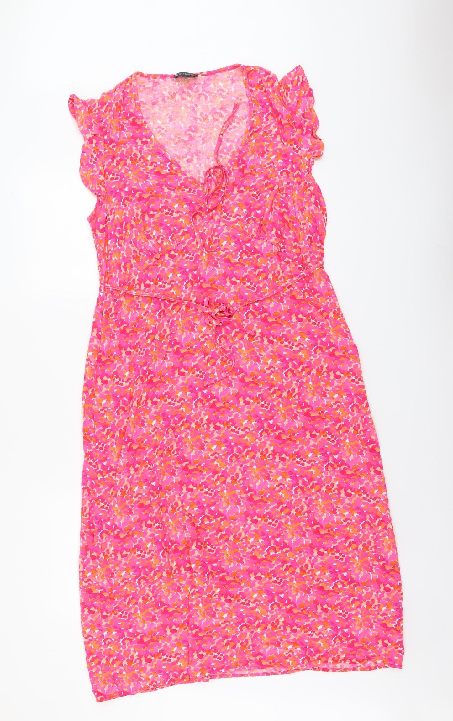 Nobodys Child Womens Pink Geometric Viscose A-Line Size 16 V-Neck Pullover