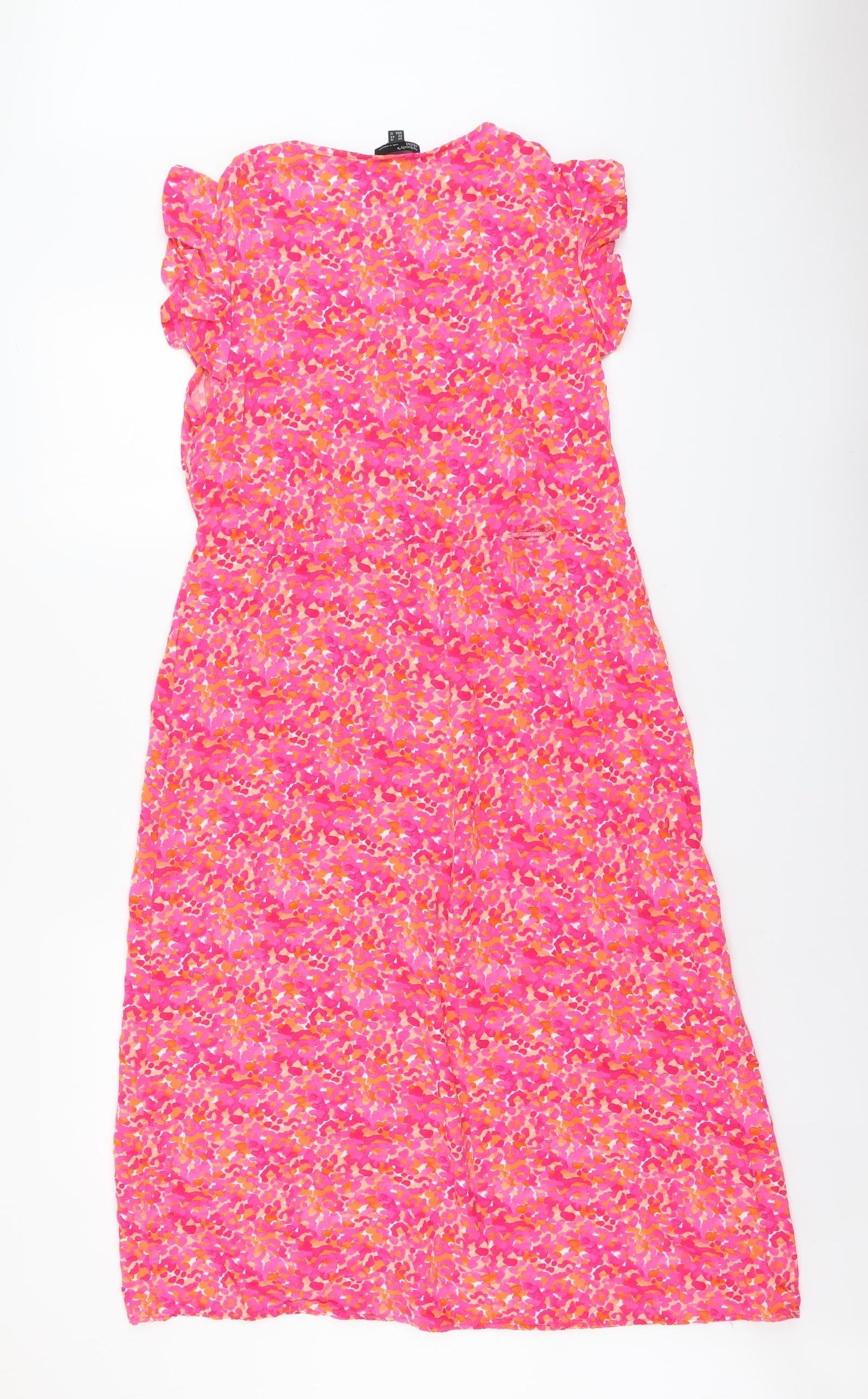 Nobodys Child Womens Pink Geometric Viscose A-Line Size 16 V-Neck Pullover