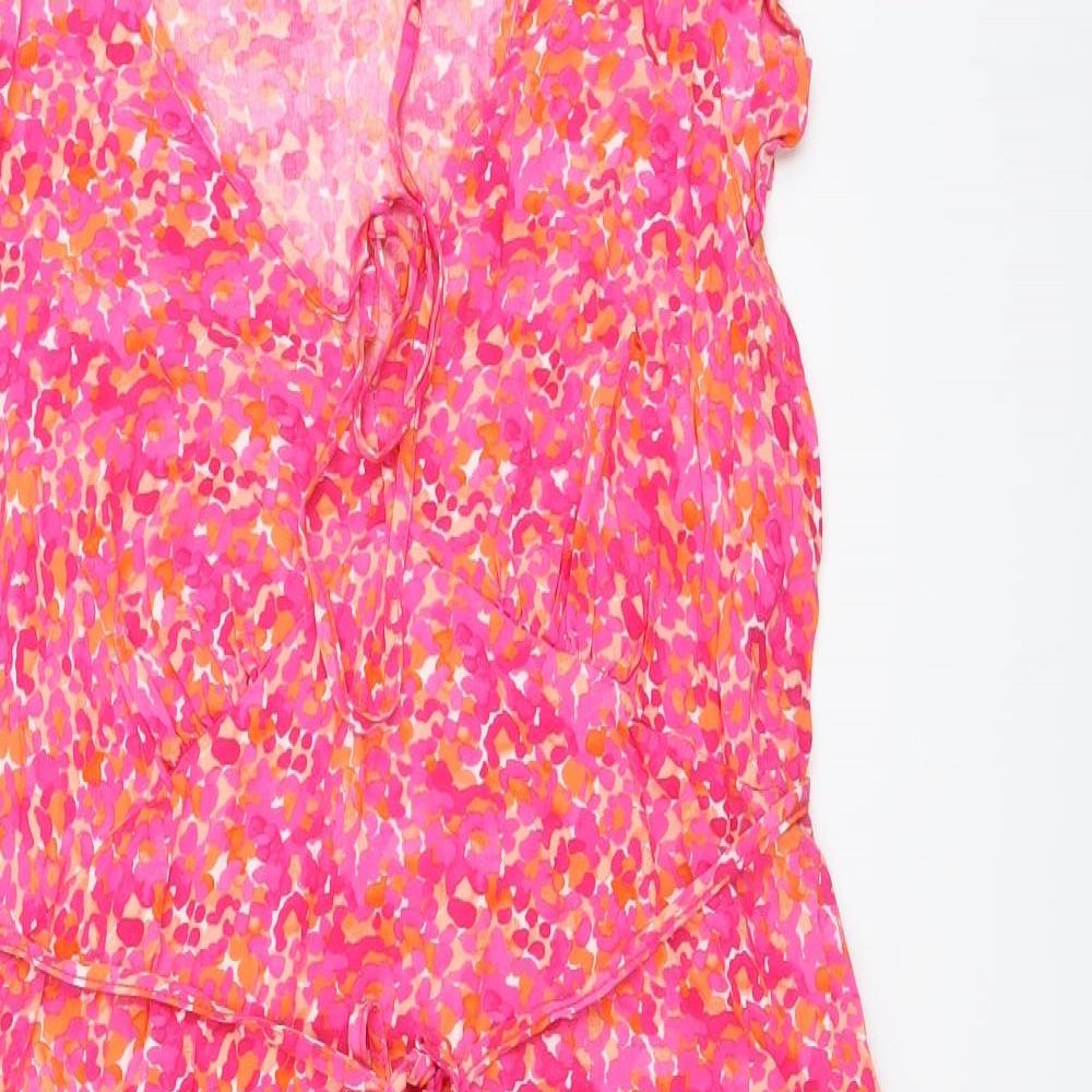 Nobodys Child Womens Pink Geometric Viscose A-Line Size 16 V-Neck Pullover