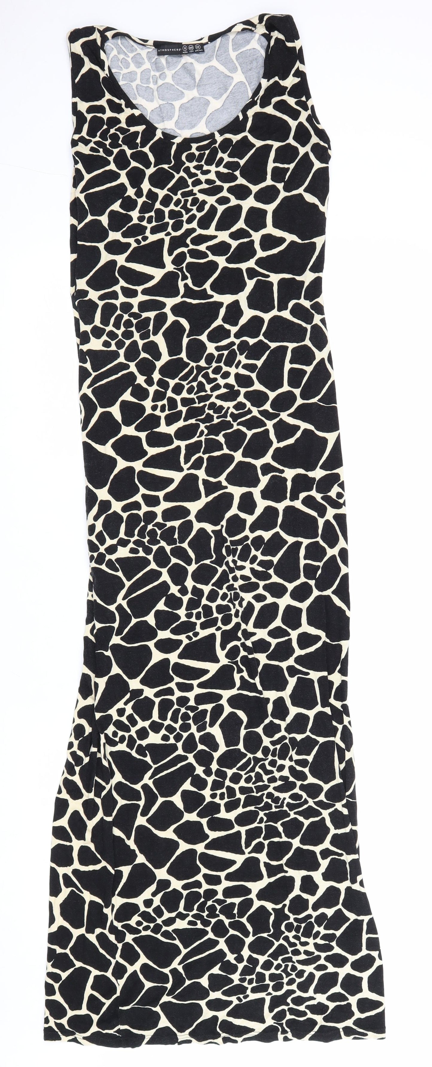 Atmosphere Womens Black Geometric Viscose Maxi Size 12 Scoop Neck Pullover