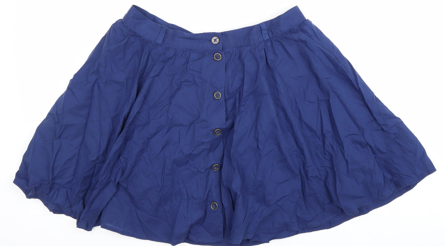 Red Herring Womens Blue Polyester Skater Skirt Size 12 Button