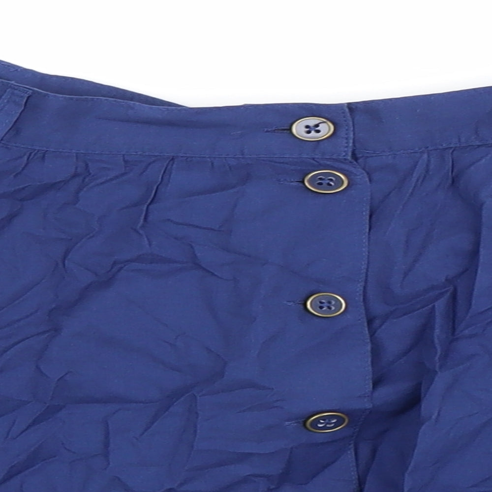 Red Herring Womens Blue Polyester Skater Skirt Size 12 Button