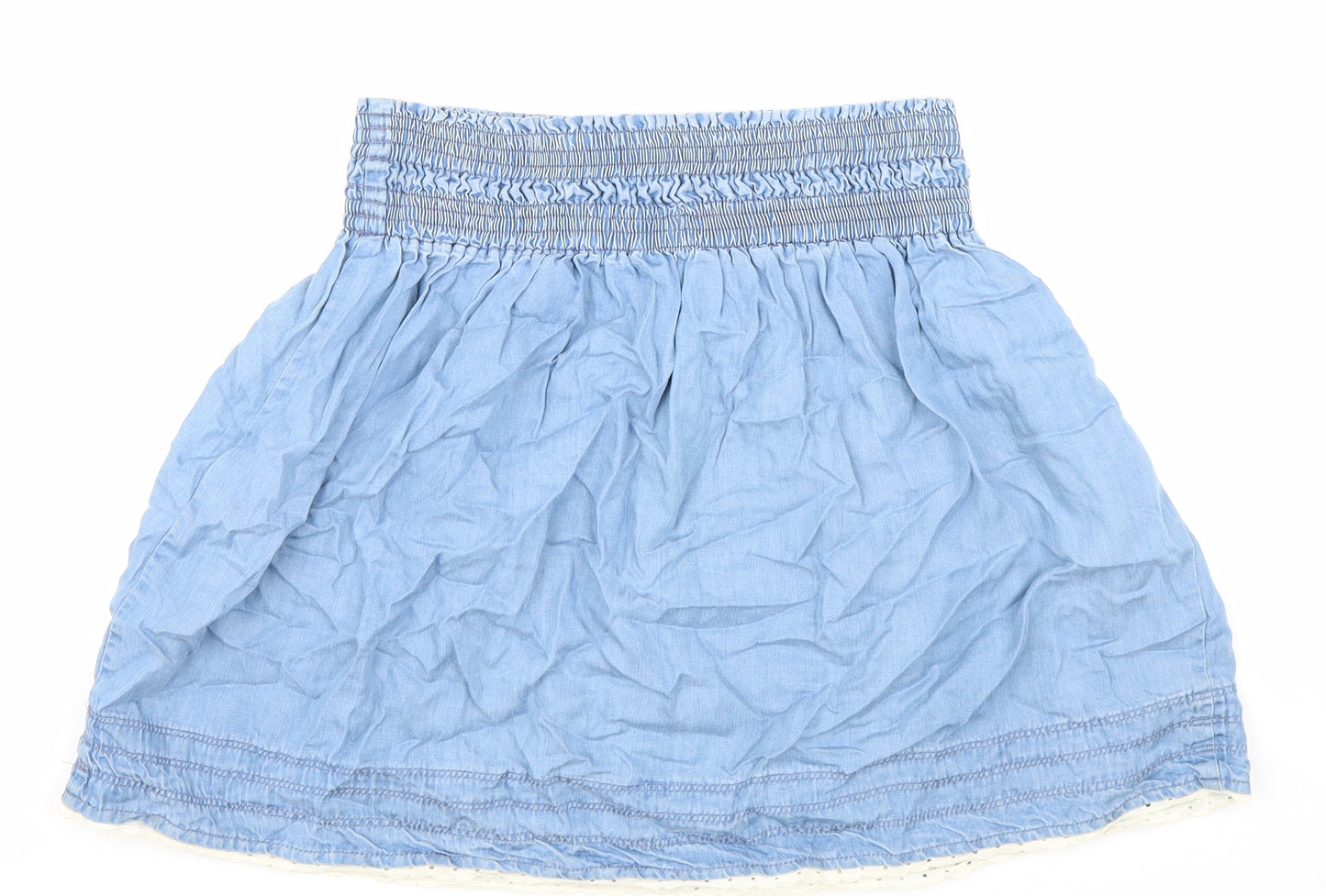 Zara Womens Blue Lyocell Skater Skirt Size M Hook & Loop