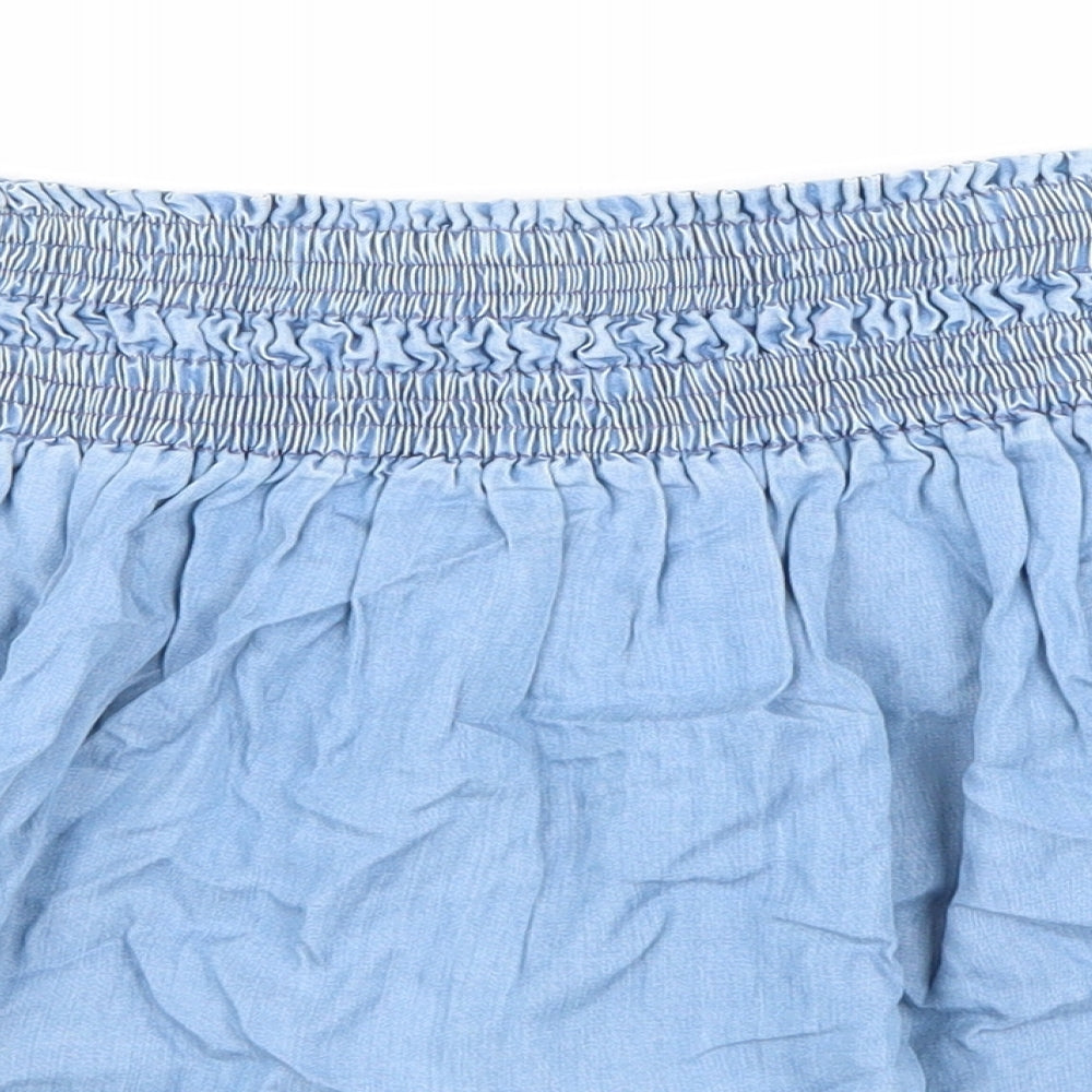 Zara Womens Blue Lyocell Skater Skirt Size M Hook & Loop