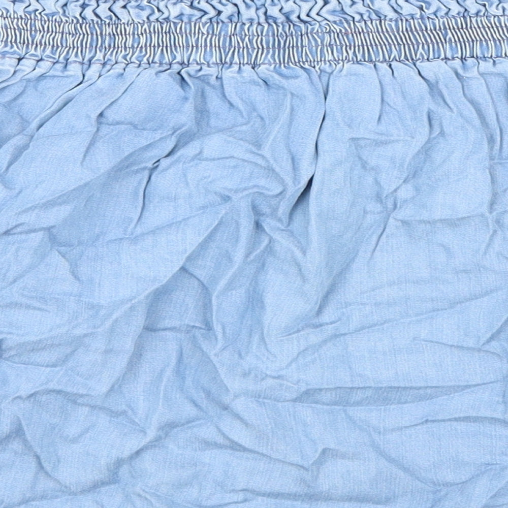 Zara Womens Blue Lyocell Skater Skirt Size M Hook & Loop