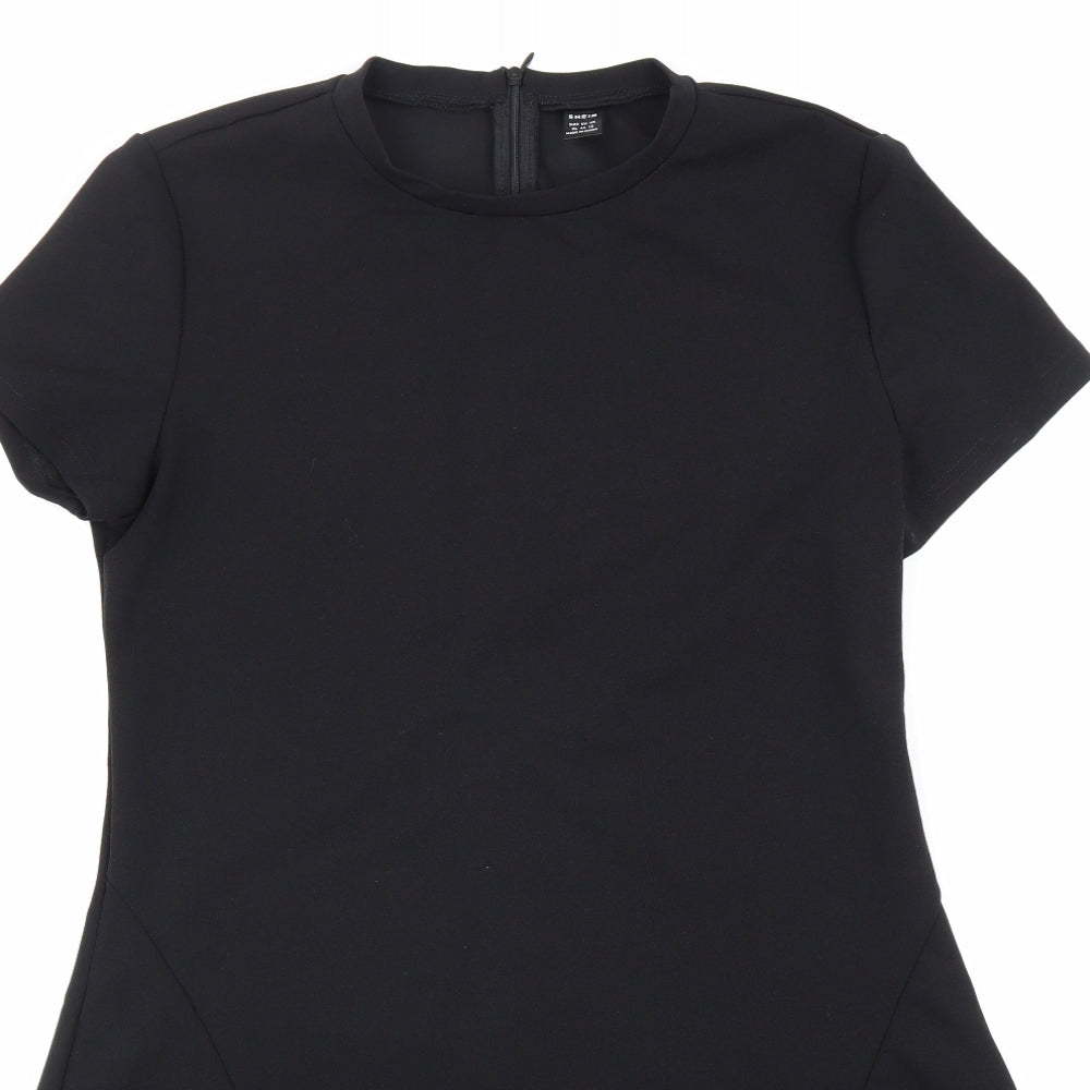 SheIn Womens Black Polyester Fit & Flare Size XL Round Neck Zip