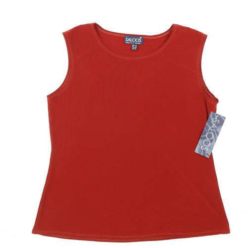 Saloos Womens Red Polyester Basic Tank Size 14 Scoop Neck