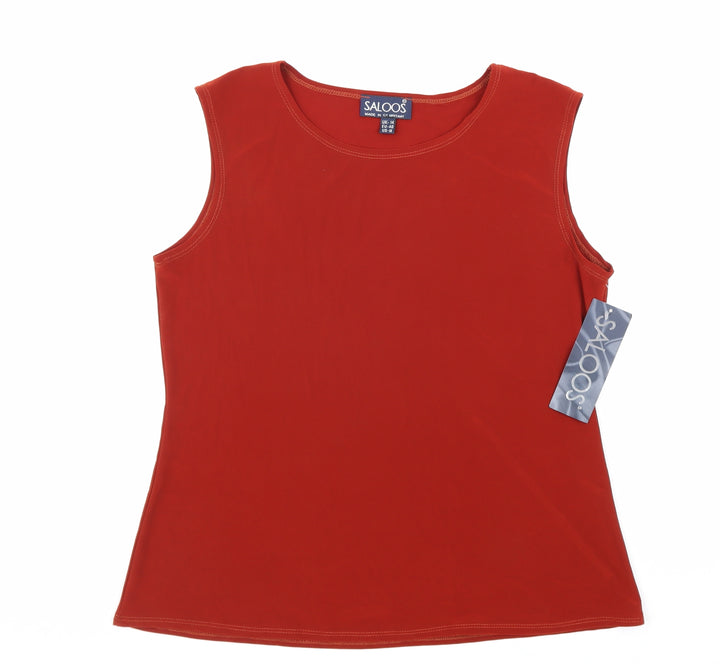 Saloos Womens Red Polyester Basic Tank Size 14 Scoop Neck