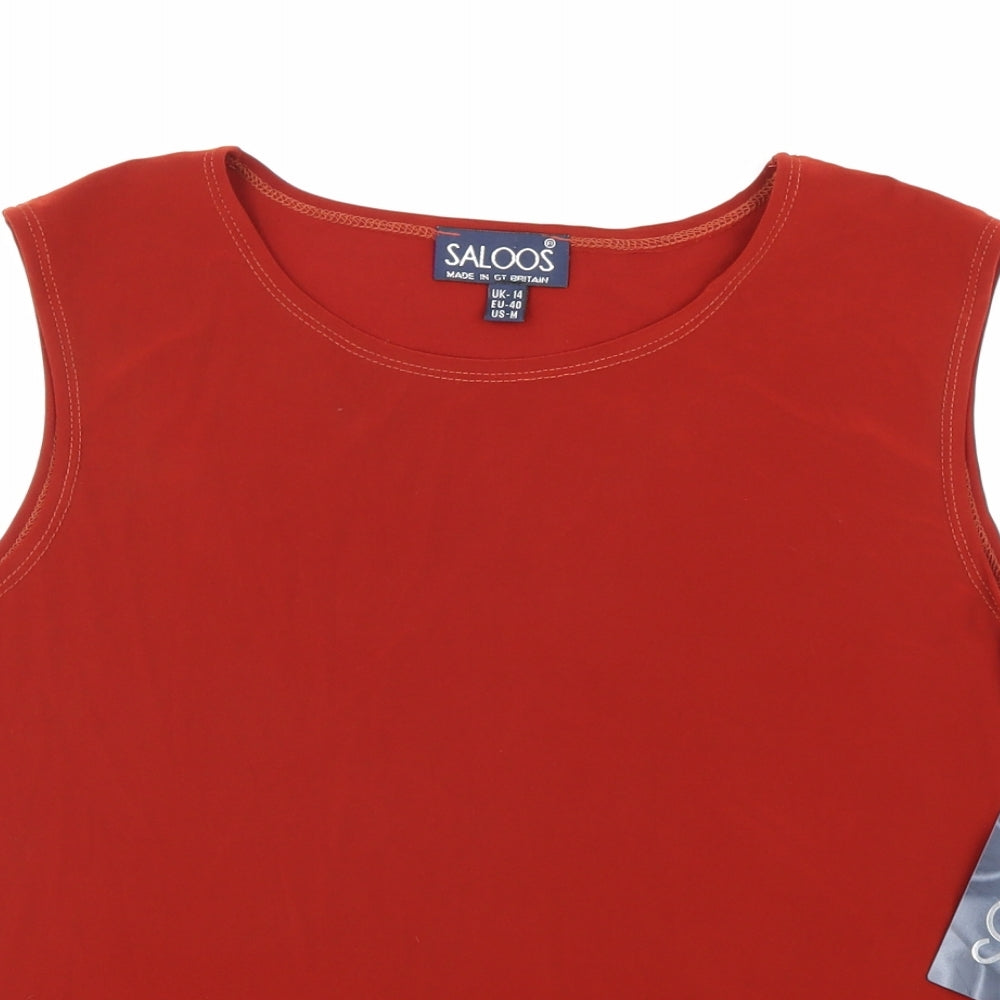 Saloos Womens Red Polyester Basic Tank Size 14 Scoop Neck
