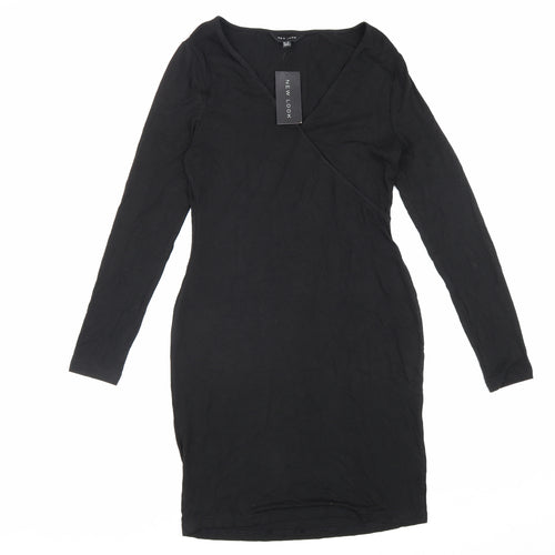 New Look Womens Black Viscose A-Line Size 10 V-Neck Pullover