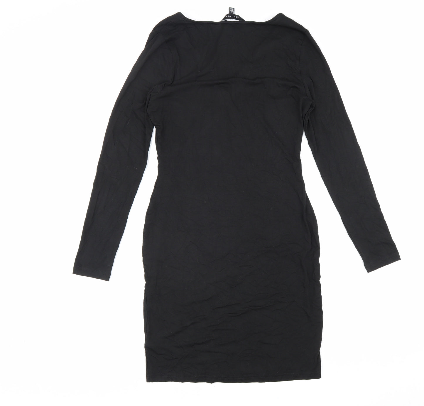 New Look Womens Black Viscose A-Line Size 10 V-Neck Pullover