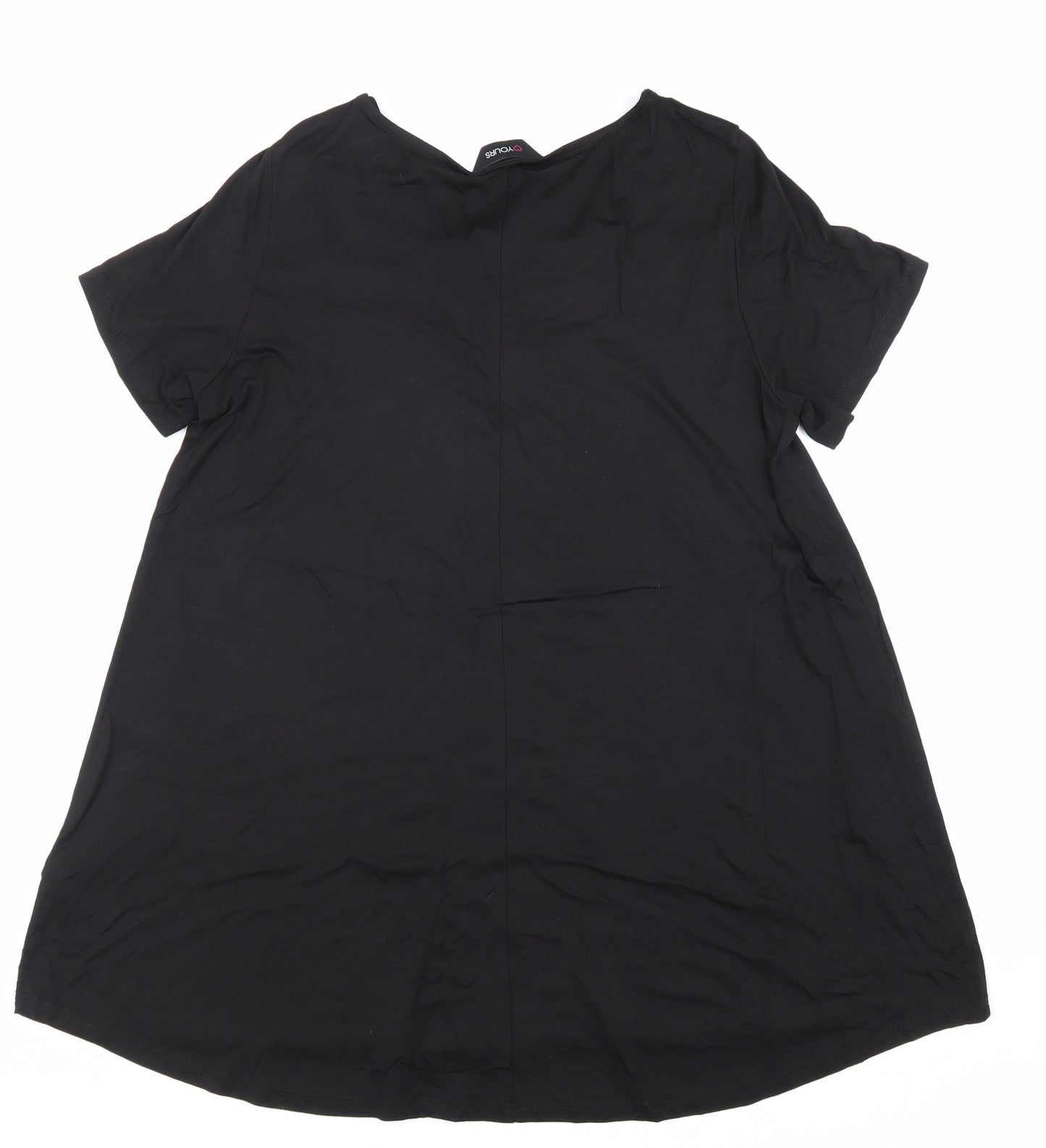Yours Womens Black Viscose Basic Blouse Size 16 V-Neck - Lace Up