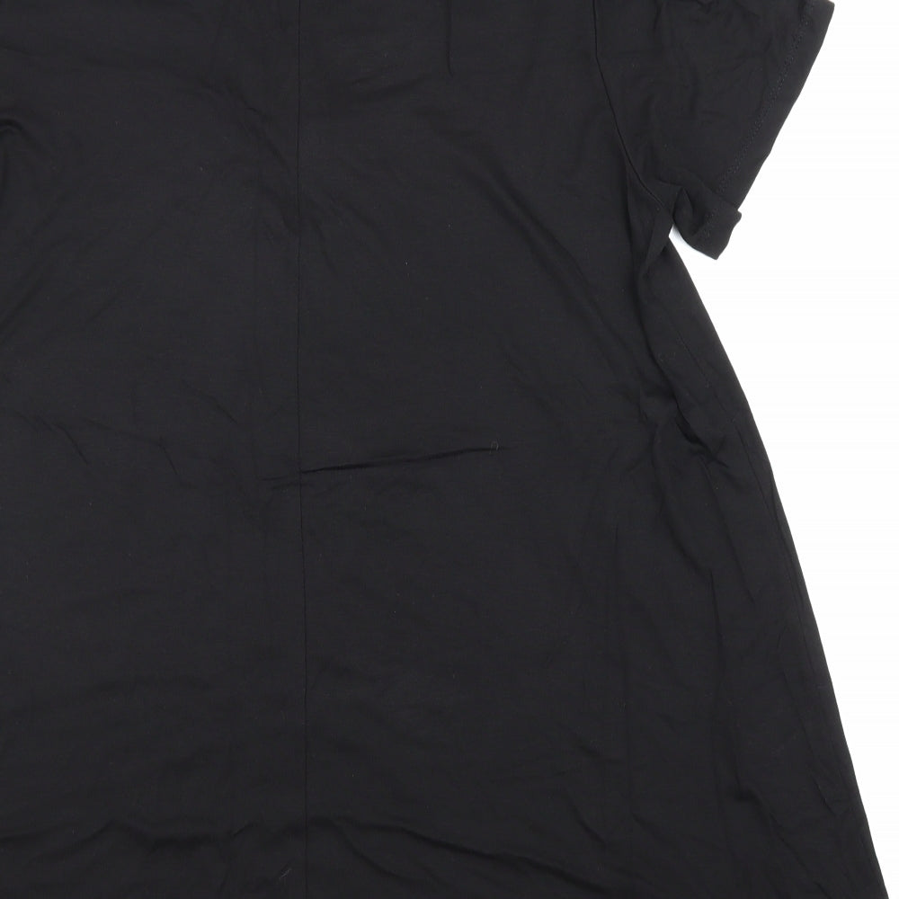Yours Womens Black Viscose Basic Blouse Size 16 V-Neck - Lace Up