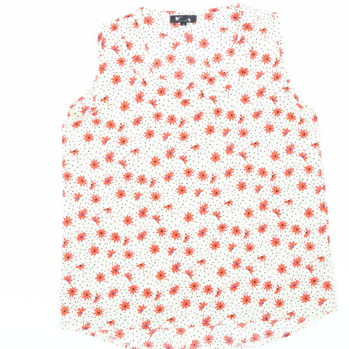 Cutie Womens White Floral Polyester Basic Tank Size 12 V-Neck