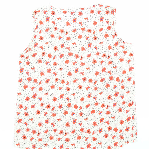 Cutie Womens White Floral Polyester Basic Tank Size 12 V-Neck