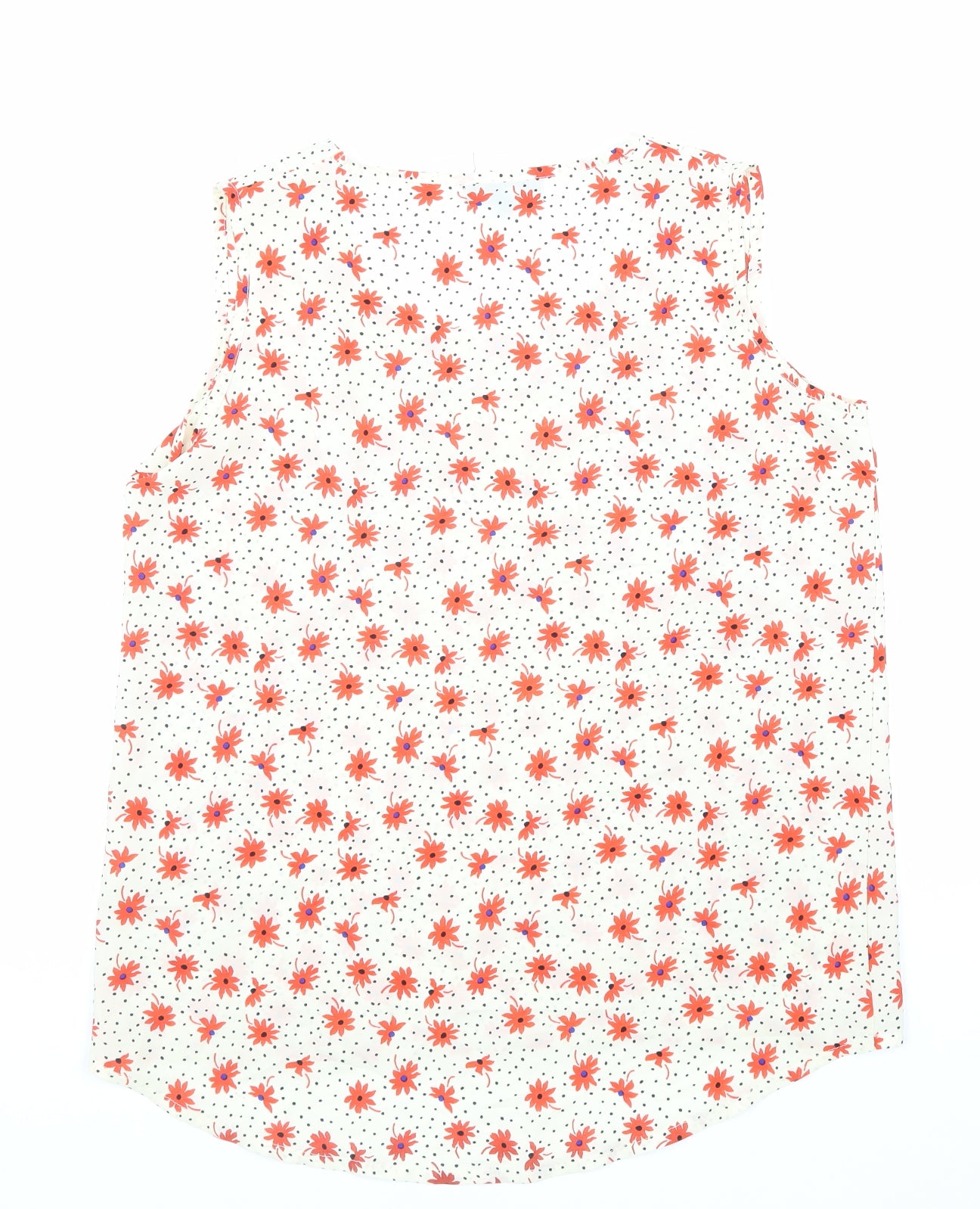 Cutie Womens White Floral Polyester Basic Tank Size 12 V-Neck