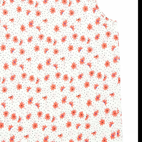 Cutie Womens White Floral Polyester Basic Tank Size 12 V-Neck