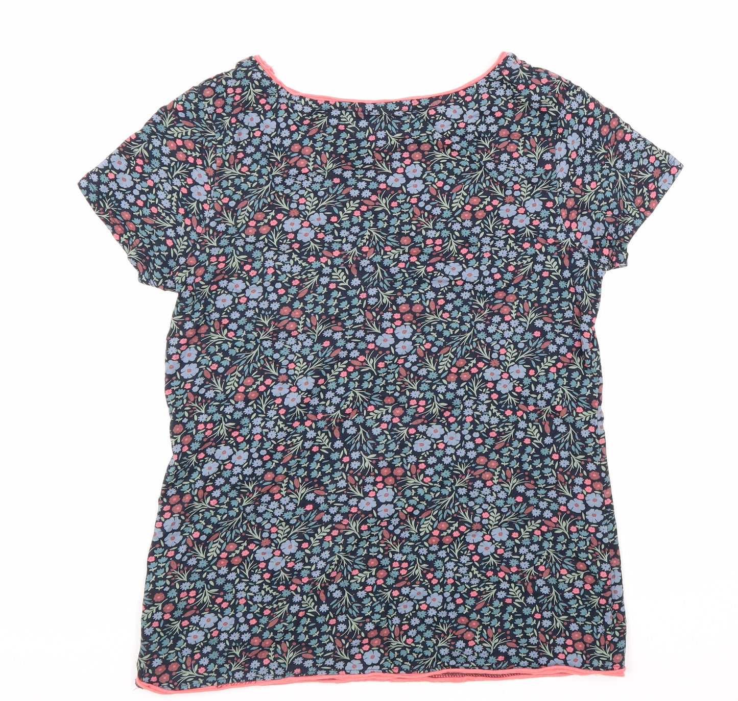 Bakeburn Womens Multicoloured Floral 100% Cotton Basic T-Shirt Size 10 Round Neck