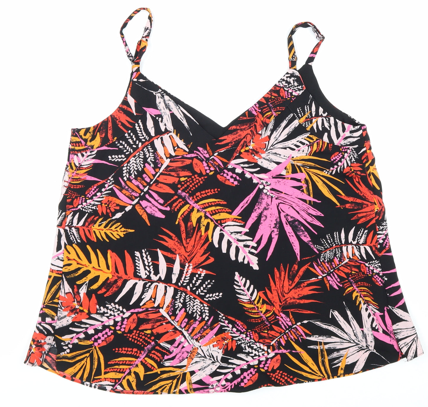 George Womens Black Geometric Polyester Basic Tank Size 12 V-Neck