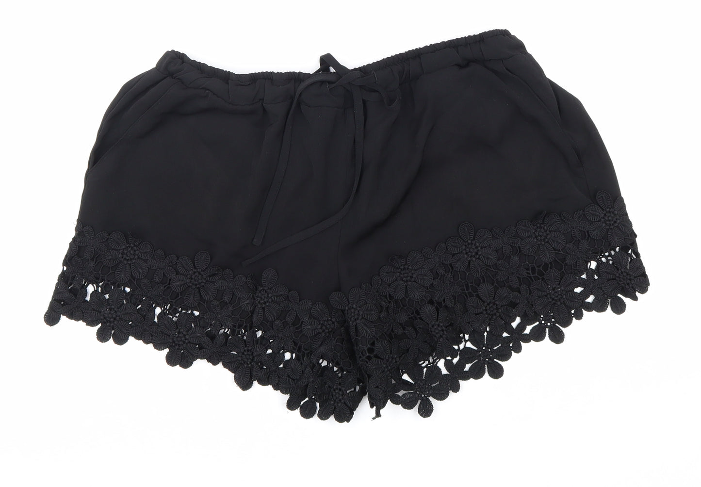 Cameo Rose Womens Black Polyester Bermuda Shorts Size 12 L4 in Regular Drawstring - Lace Trim