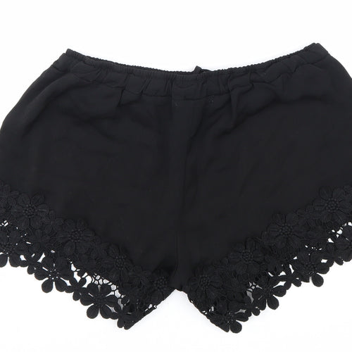 Cameo Rose Womens Black Polyester Bermuda Shorts Size 12 L4 in Regular Drawstring - Lace Trim
