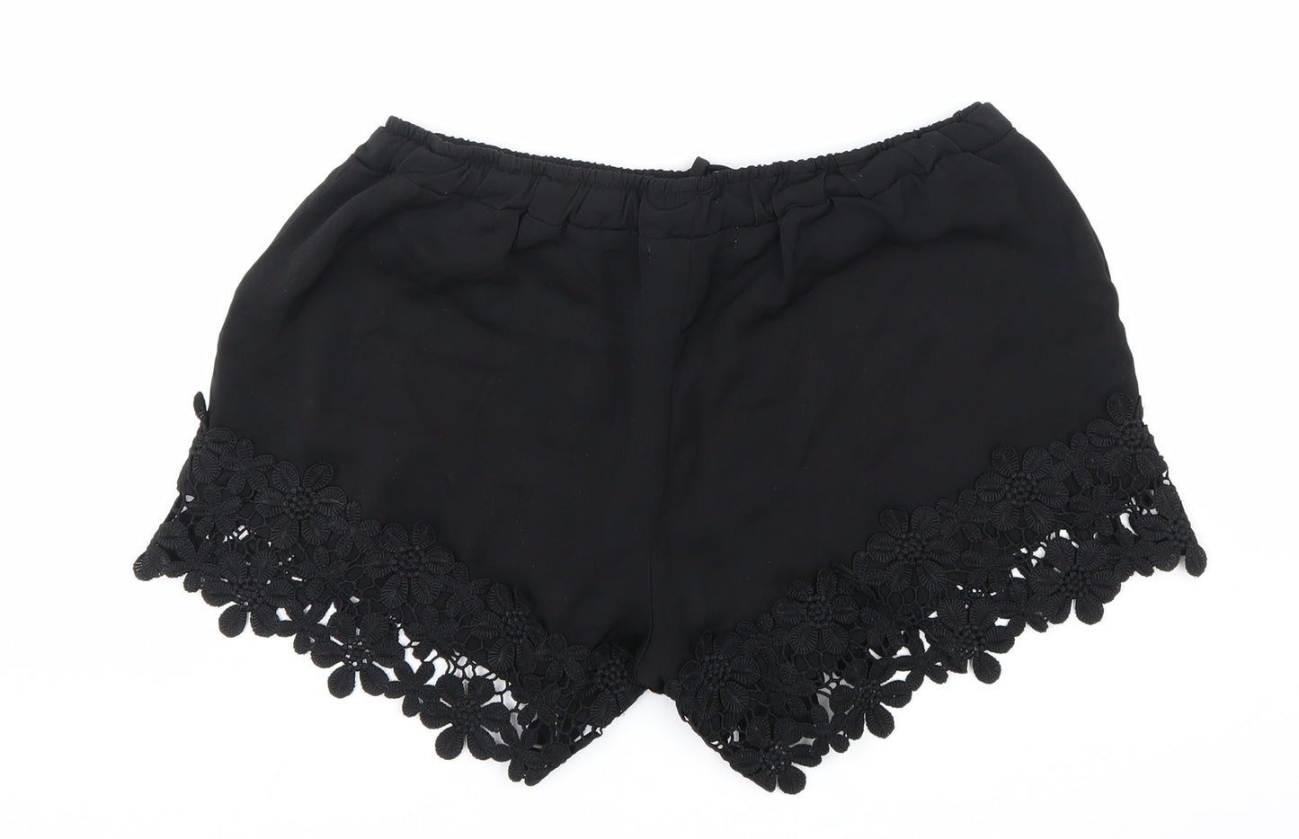 Cameo Rose Womens Black Polyester Bermuda Shorts Size 12 L4 in Regular Drawstring - Lace Trim