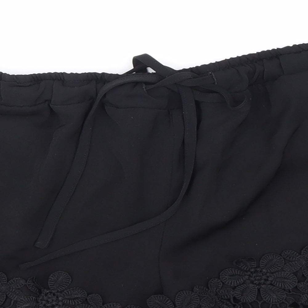 Cameo Rose Womens Black Polyester Bermuda Shorts Size 12 L4 in Regular Drawstring - Lace Trim