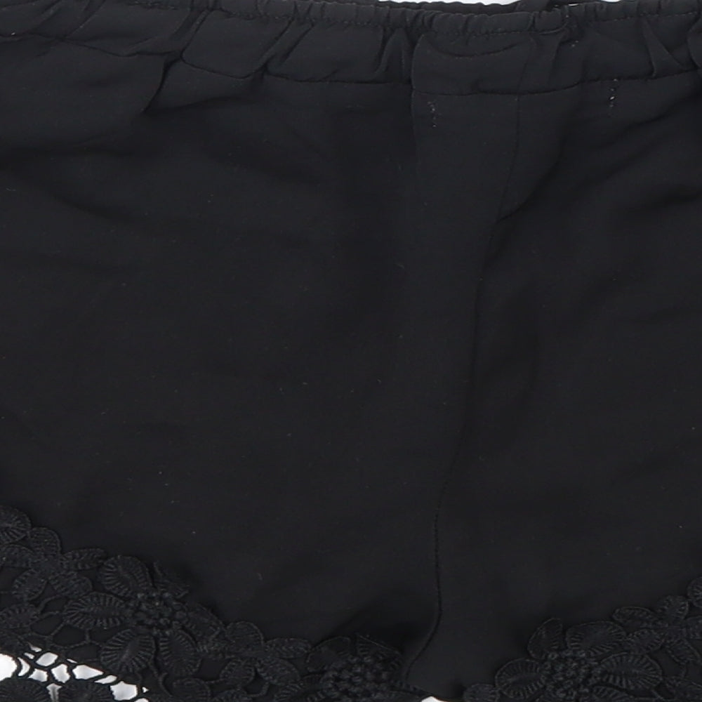 Cameo Rose Womens Black Polyester Bermuda Shorts Size 12 L4 in Regular Drawstring - Lace Trim