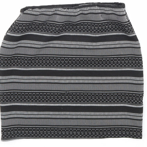 Atmosphere Womens Black Geometric Polyester Bandage Skirt Size 8 Hook & Loop