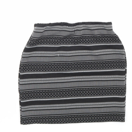 Atmosphere Womens Black Geometric Polyester Bandage Skirt Size 8 Hook & Loop
