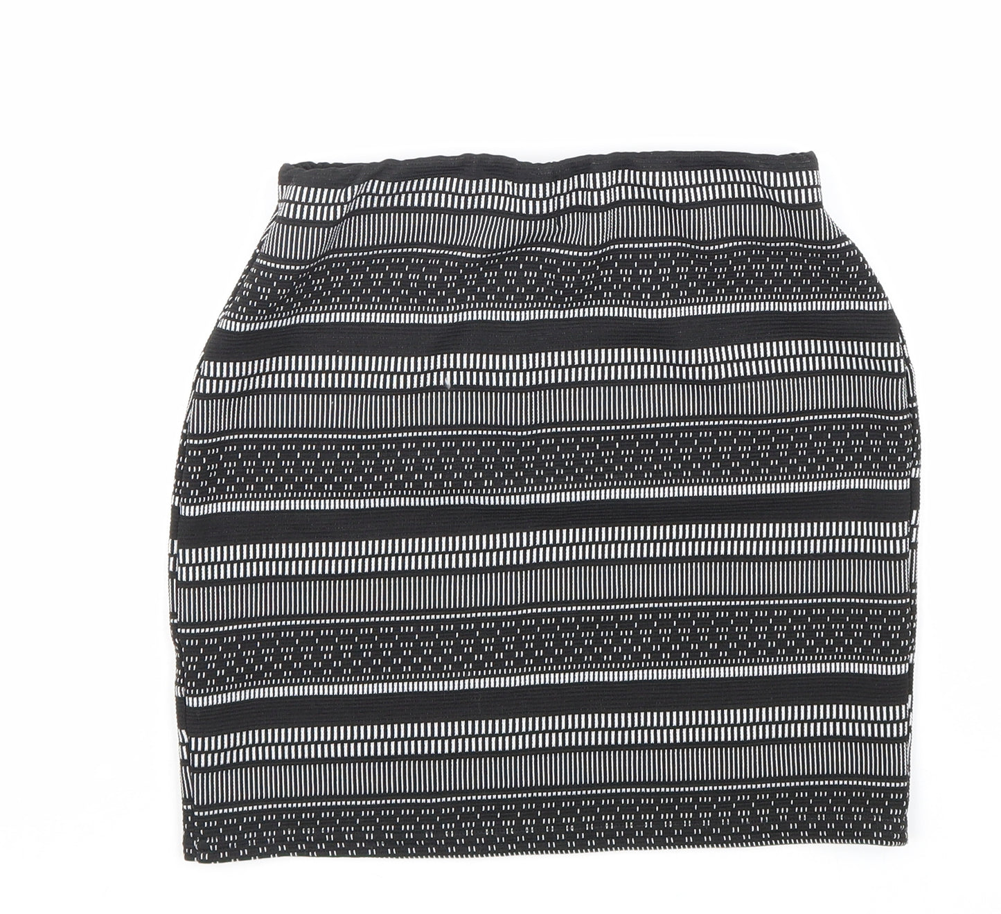 Atmosphere Womens Black Geometric Polyester Bandage Skirt Size 8 Hook & Loop