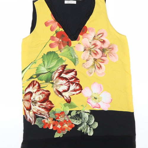 Per Una Womens Black Floral Polyester Basic Tank Size 14 V-Neck