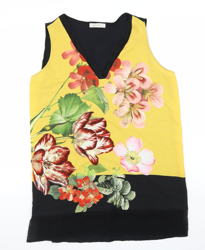Per Una Womens Black Floral Polyester Basic Tank Size 14 V-Neck