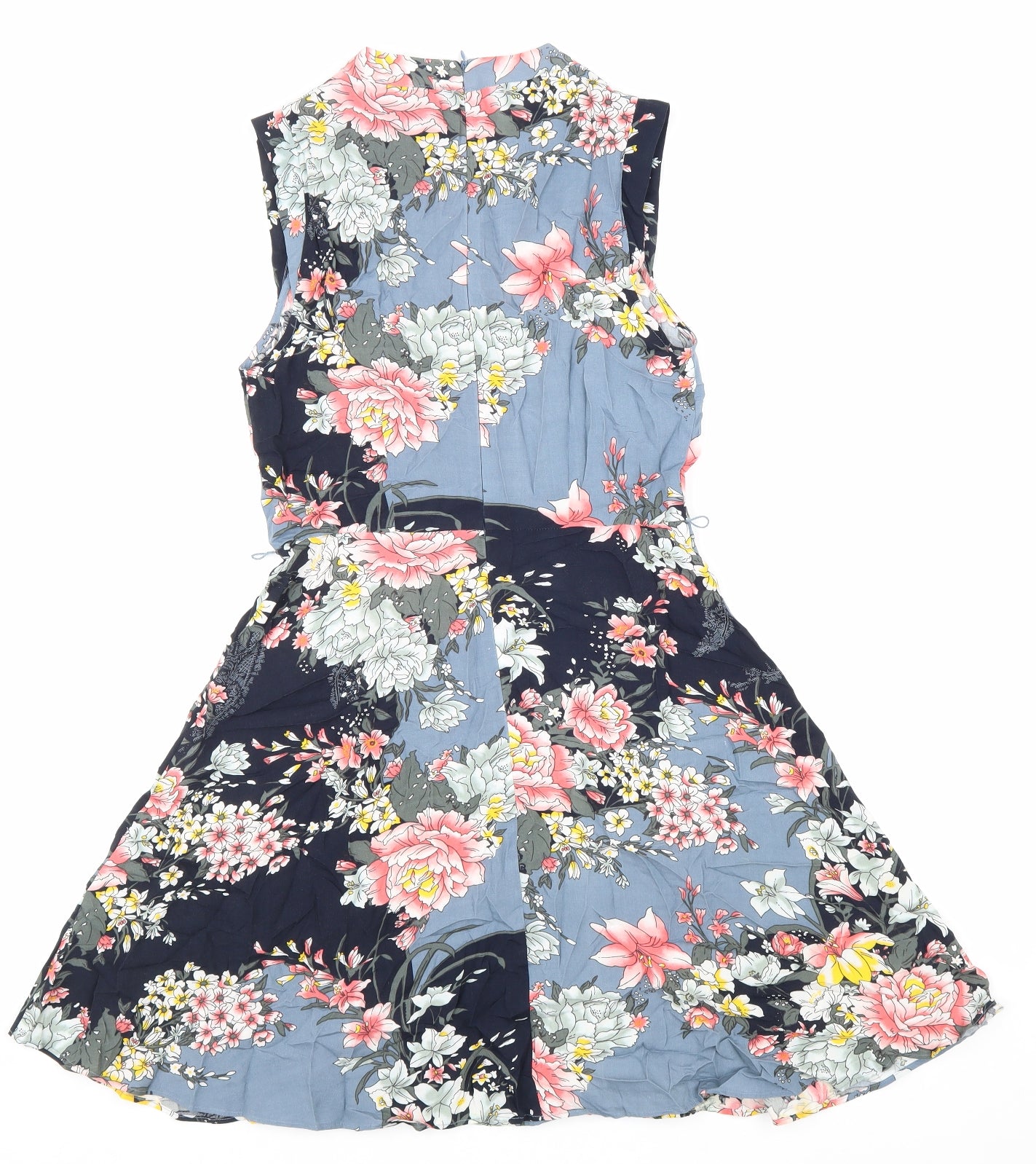 Oasis Womens Multicoloured Floral Viscose A-Line Size 8 Round Neck Zip