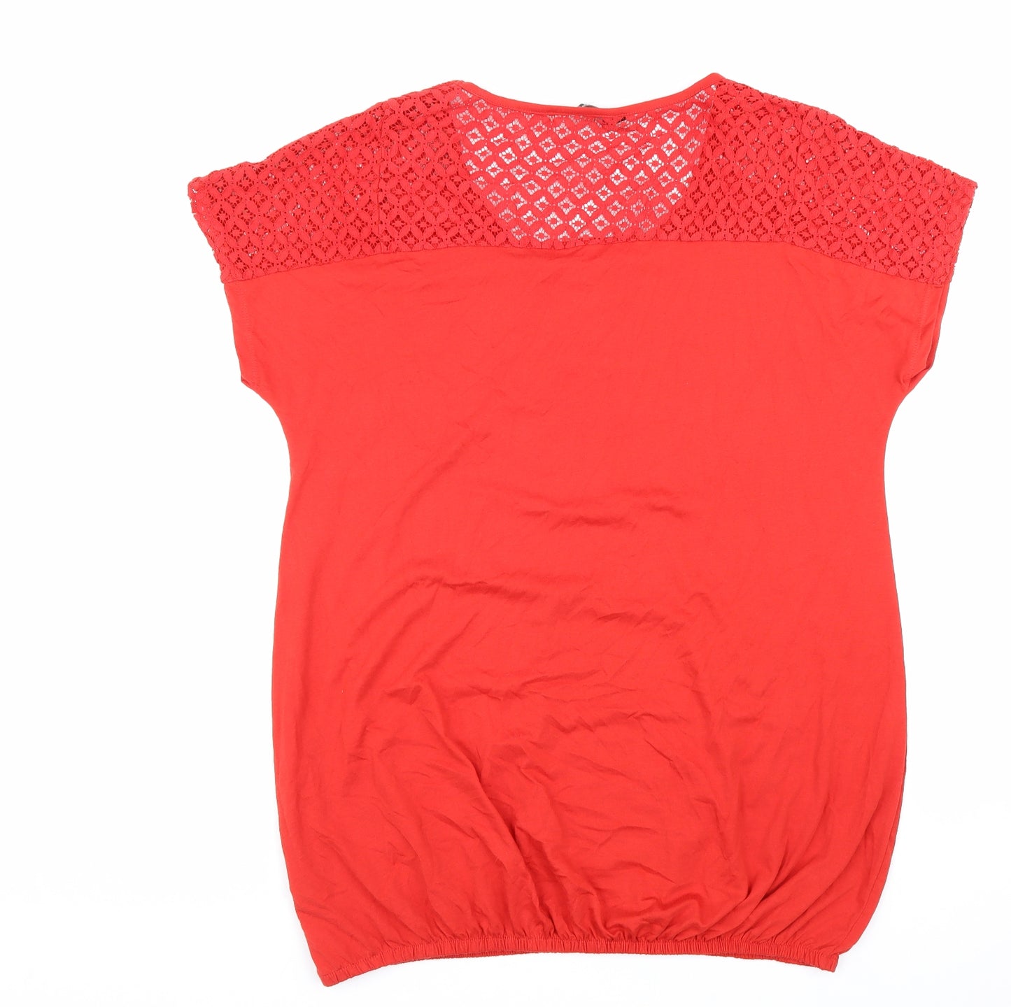 Yours Womens Red Polyester Basic T-Shirt Size 18 V-Neck - Lace Detail