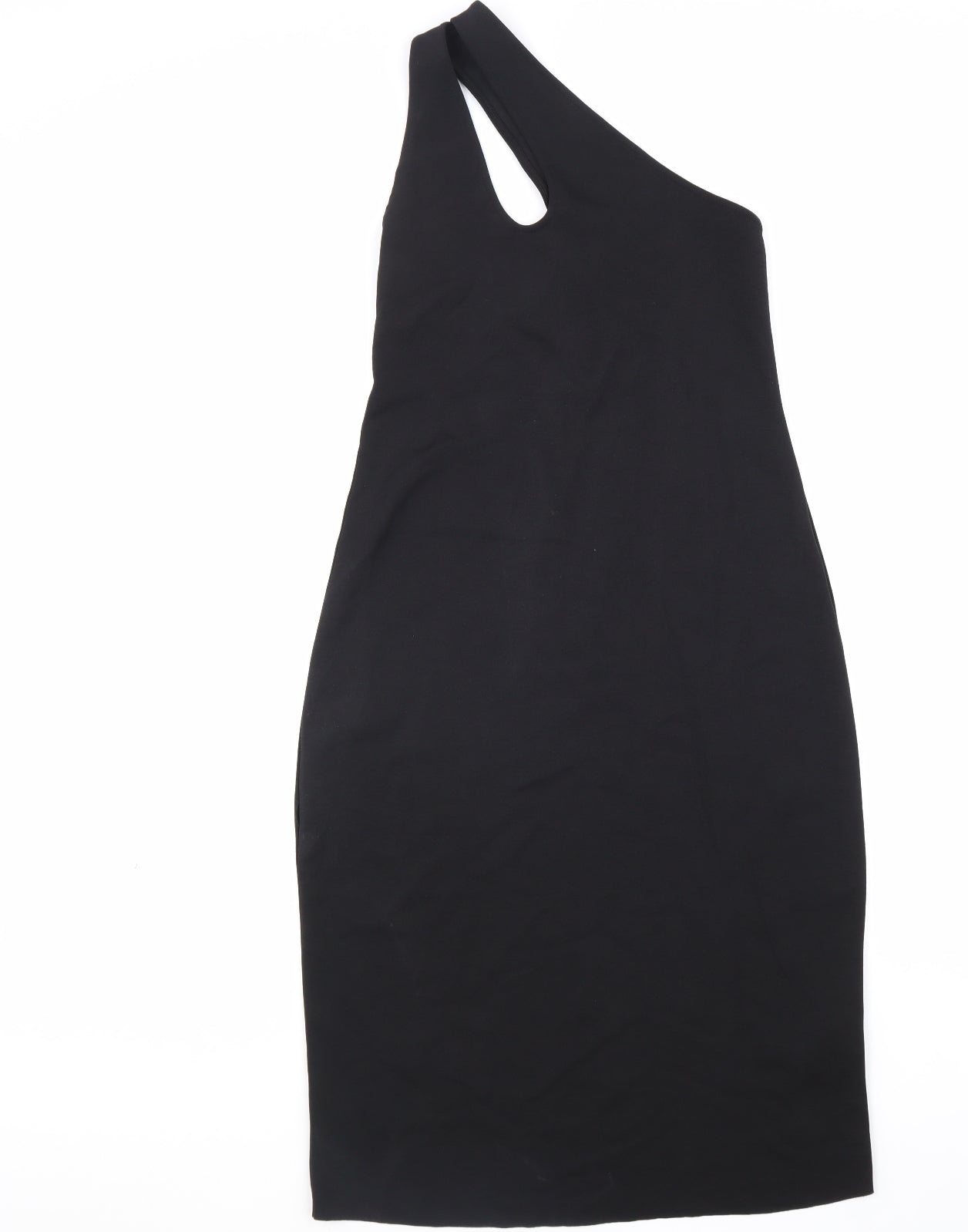 Zara Womens Black Polyester Pencil Dress Size L One Shoulder Pullover