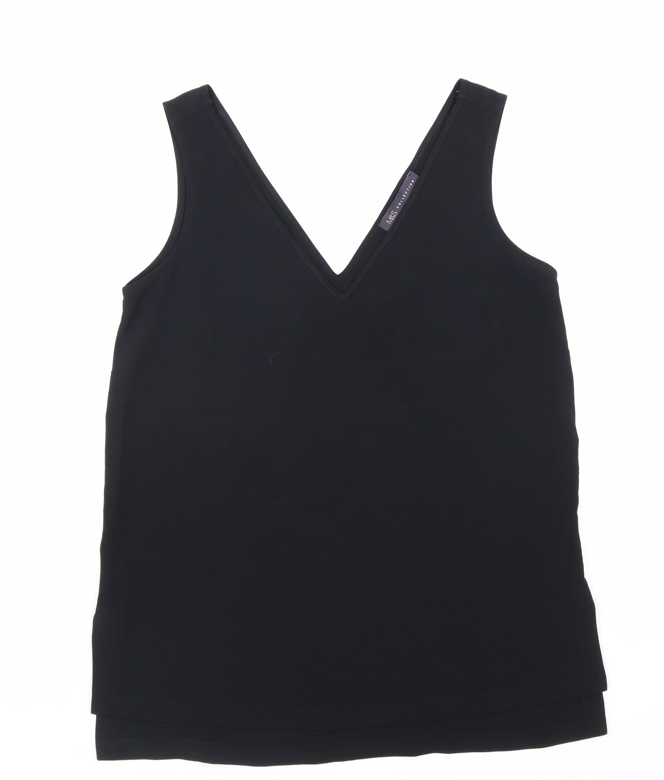 Marks and Spencer Womens Black Polyester Basic Tank Size 8 V-Neck