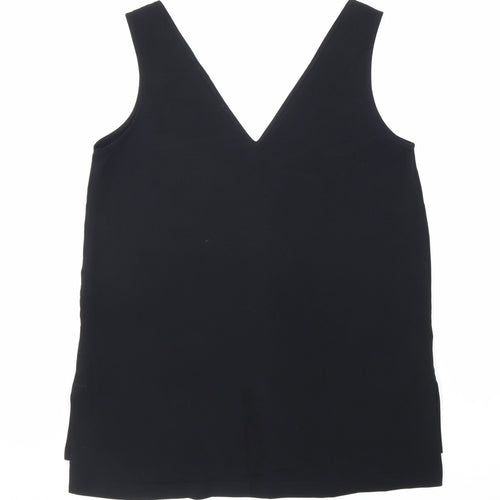 Marks and Spencer Womens Black Polyester Basic Tank Size 8 V-Neck