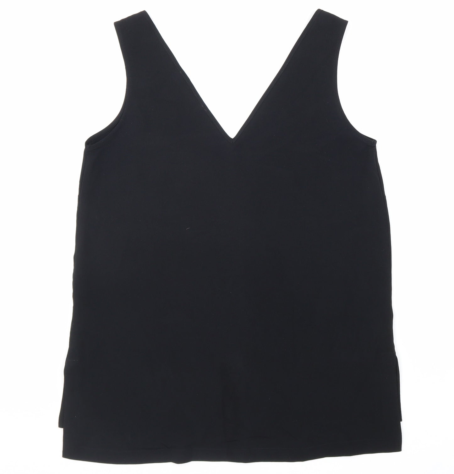 Marks and Spencer Womens Black Polyester Basic Tank Size 8 V-Neck