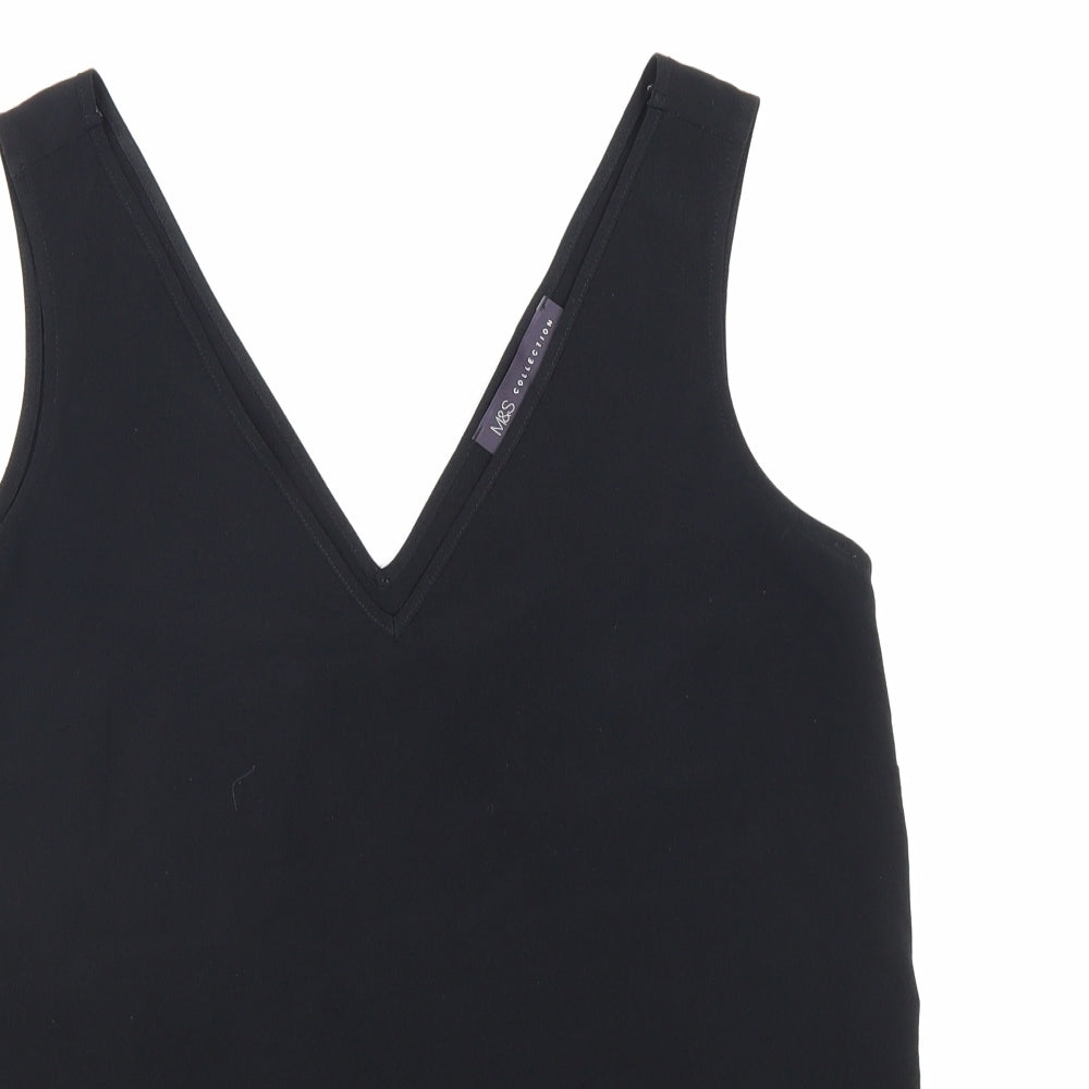 Marks and Spencer Womens Black Polyester Basic Tank Size 8 V-Neck