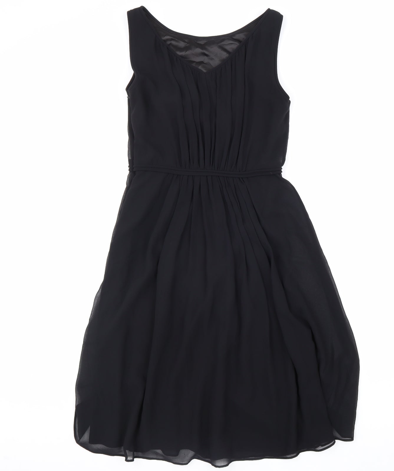 Preworn Womens Black Polyester A-Line Size 8 V-Neck Zip