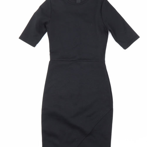 Missguided Womens Black Polyester Shift Size 8 Round Neck Zip