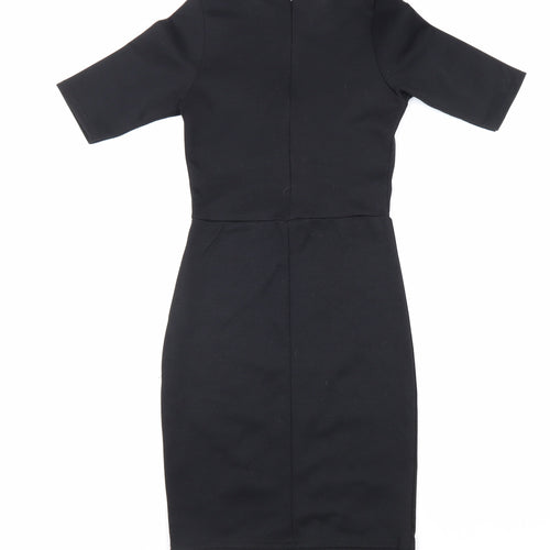 Missguided Womens Black Polyester Shift Size 8 Round Neck Zip