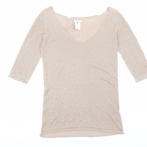 Devotion Womens Beige Viscose Basic Blouse Size L V-Neck