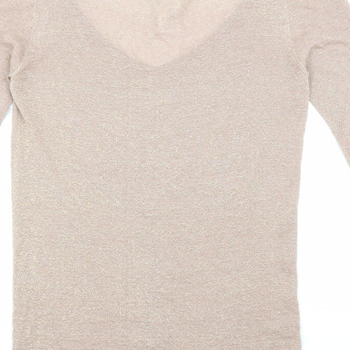 Devotion Womens Beige Viscose Basic Blouse Size L V-Neck