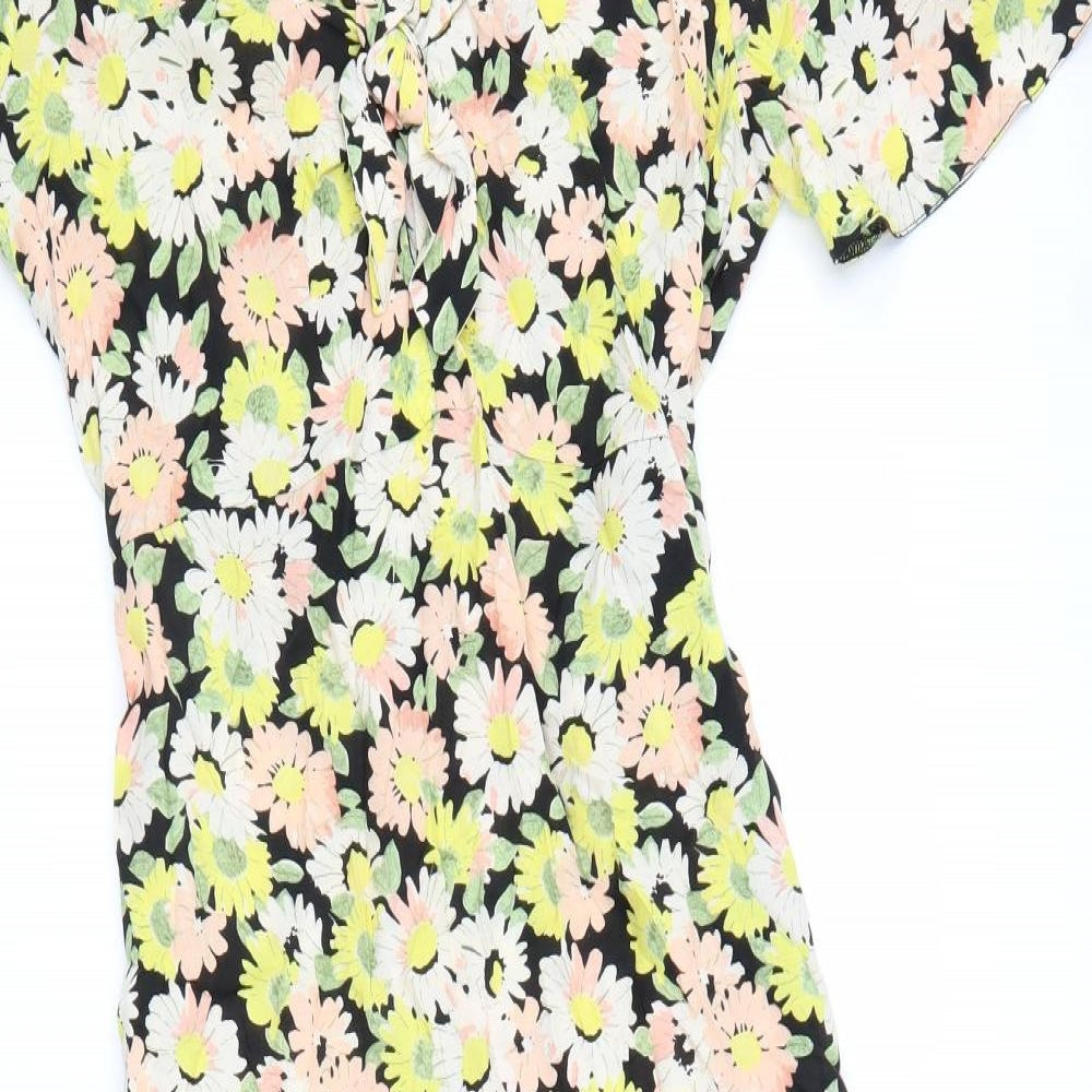 Primark Womens Multicoloured Geometric Viscose A-Line Size 14 V-Neck Zip