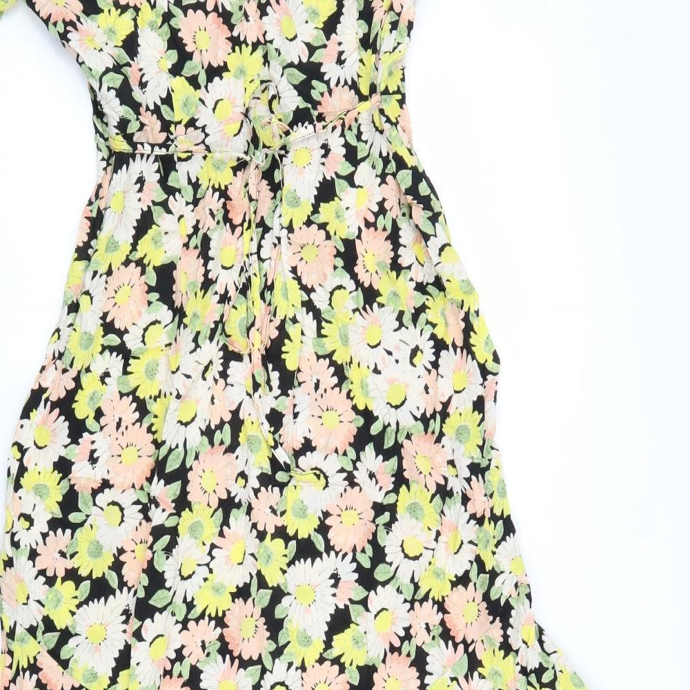 Primark Womens Multicoloured Geometric Viscose A-Line Size 14 V-Neck Zip